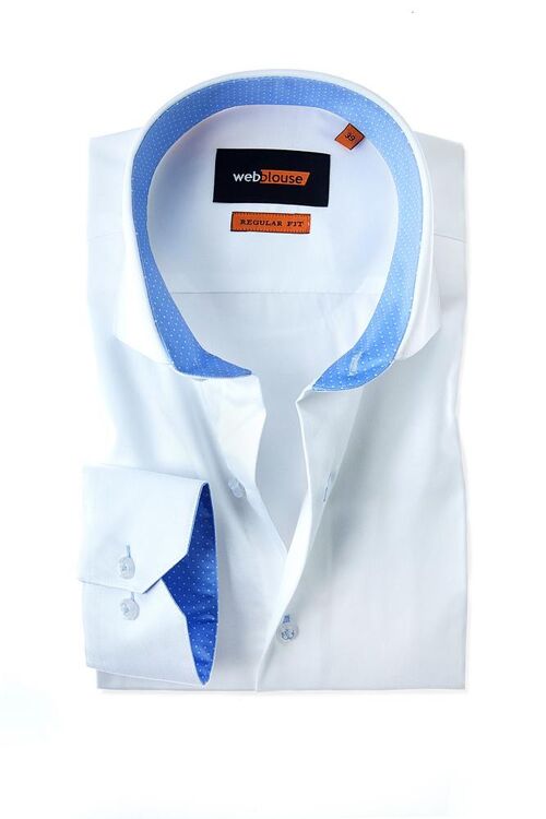 Shirt Men White with Blue