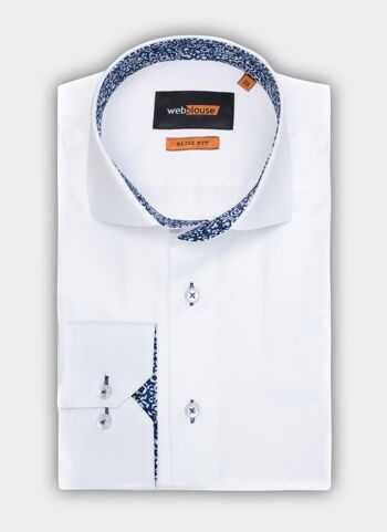 Chemise Homme Blanc avec Contraste 2