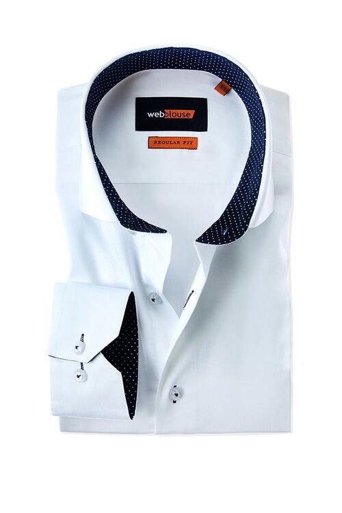 Shirt Men White with Dark Blue