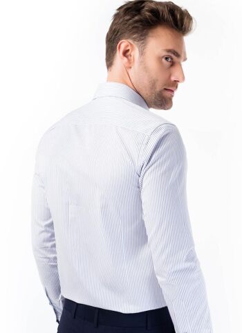 Chemise Homme Blanc/Bleu Rayé 3