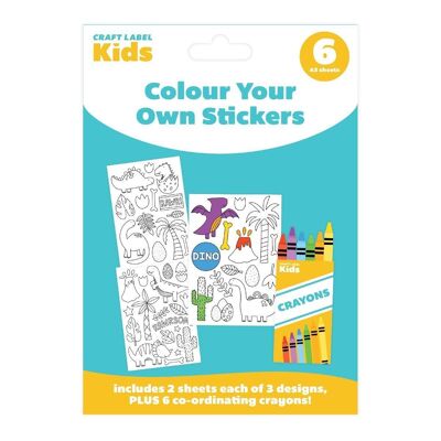 Craft Label Kids Colorez vos propres autocollants - Dinosaure