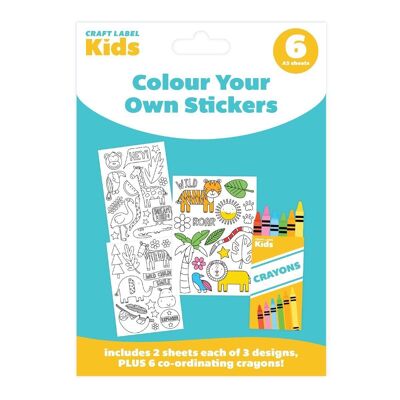Craft Label Kids Color Your Own Stickers - Jungle