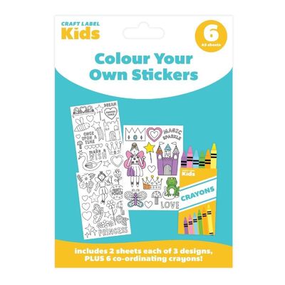 Craft Label Kids Color Your Own Stickers - Princesa de hadas