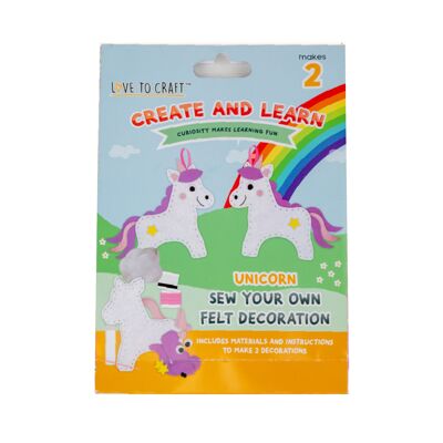 Love To Craft Kids Cuci le tue decorazioni in feltro - Unicorno