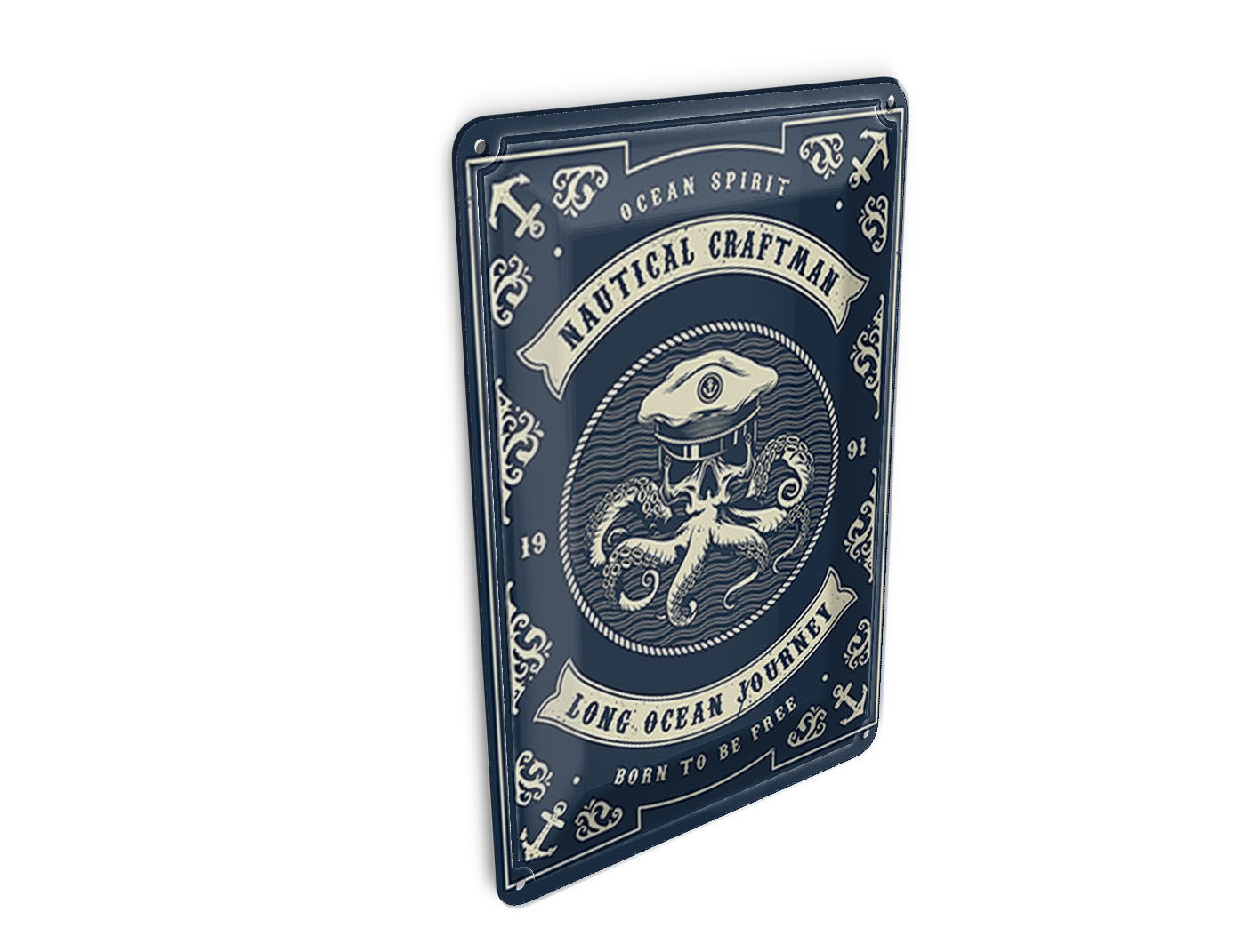 Tin postcard nautical theme 10x14 cm Natural Craftsman Ocean decorative sign