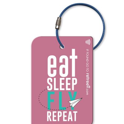 retreev™ Smart ID Gepäckanhänger | NFC QR Code Gepäckanhänger mit Web Messaging Service - Eat Sleep Fly Repeat