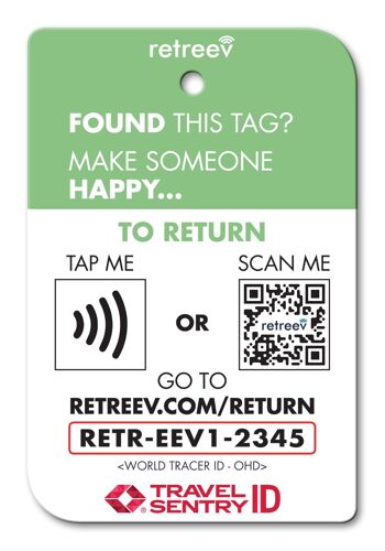 Etiquette à bagage retreev™ Smart ID | Étiquettes de bagage NFC QR Code avec service de messagerie Web - Icecream 2