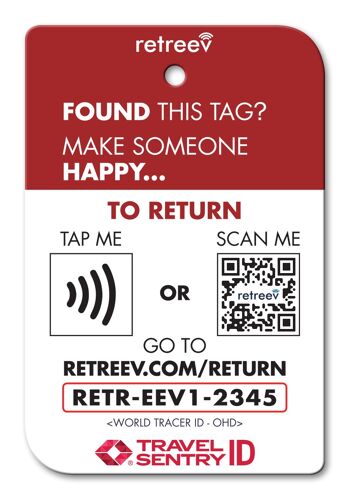 Retreev™ Étiquette de bagage intelligente | Code NFC et QR avec messagerie sécurisée - Royaume-Uni 2
