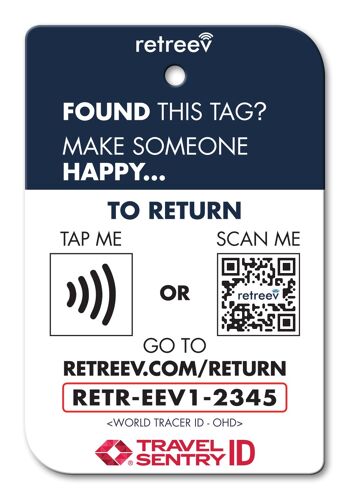 Retreev™ Étiquette de bagage intelligente | NFC & QR Code avec messagerie sécurisée - TopGun 2