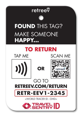 Retreev™ Étiquette de bagage intelligente | Technologie NFC et QR Code avec messagerie sécurisée - Maverick 2