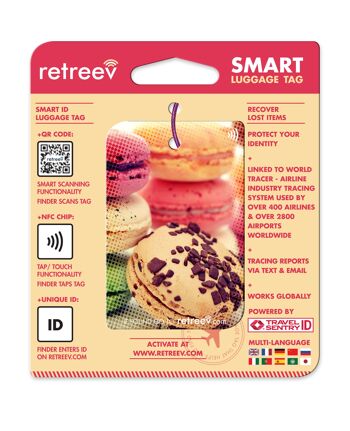 Retreev™ Étiquette de bagage intelligente | Technologie NFC & QR Code avec messagerie sécurisée - Macaron 3