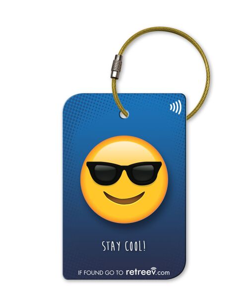 retreev™ Smart Luggage Tag | NFC & QR Code Tech with Secure Messaging - Emoji Shades