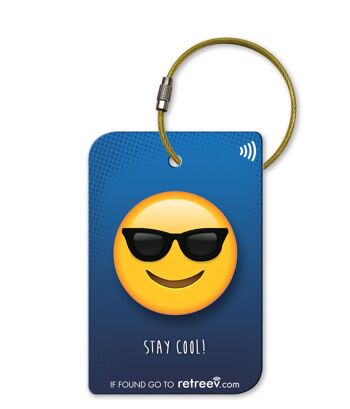 Retreev™ Étiquette de bagage intelligente | NFC & QR Code Tech avec messagerie sécurisée - Emoji Shades 1