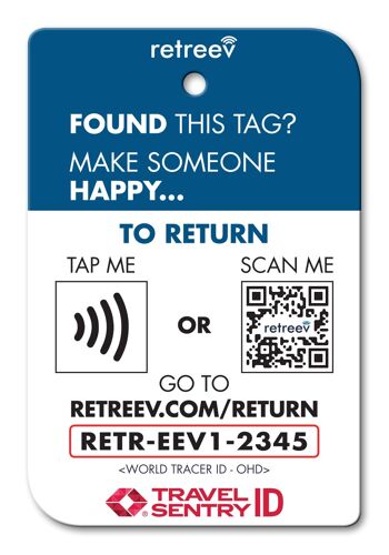 Retreev™ Étiquette de bagage intelligente | NFC & QR Code Tech avec messagerie sécurisée - Emoji Shades 2