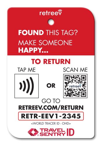 Retreev™ Étiquette de bagage intelligente | Technologie NFC et code QR avec messagerie sécurisée - Fragile 2