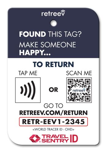 Retreev™ Étiquette de bagage intelligente | Technologie NFC et code QR avec messagerie sécurisée - Love London 2