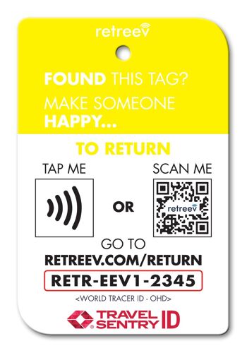 Retreev™ Étiquette de bagage intelligente | Technologie NFC et code QR avec messagerie sécurisée - Life's a Beach 2