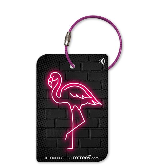 retreev™ SMART Luggage Tag | NFC QR Code Tags with  Secure Messaging – Flamingo