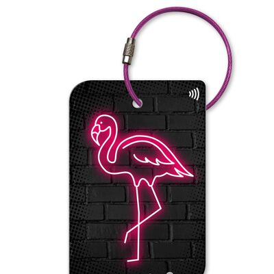 Etiqueta para equipaje RETREEV™ SMART | Etiquetas de código QR NFC con mensajería segura – Flamingo