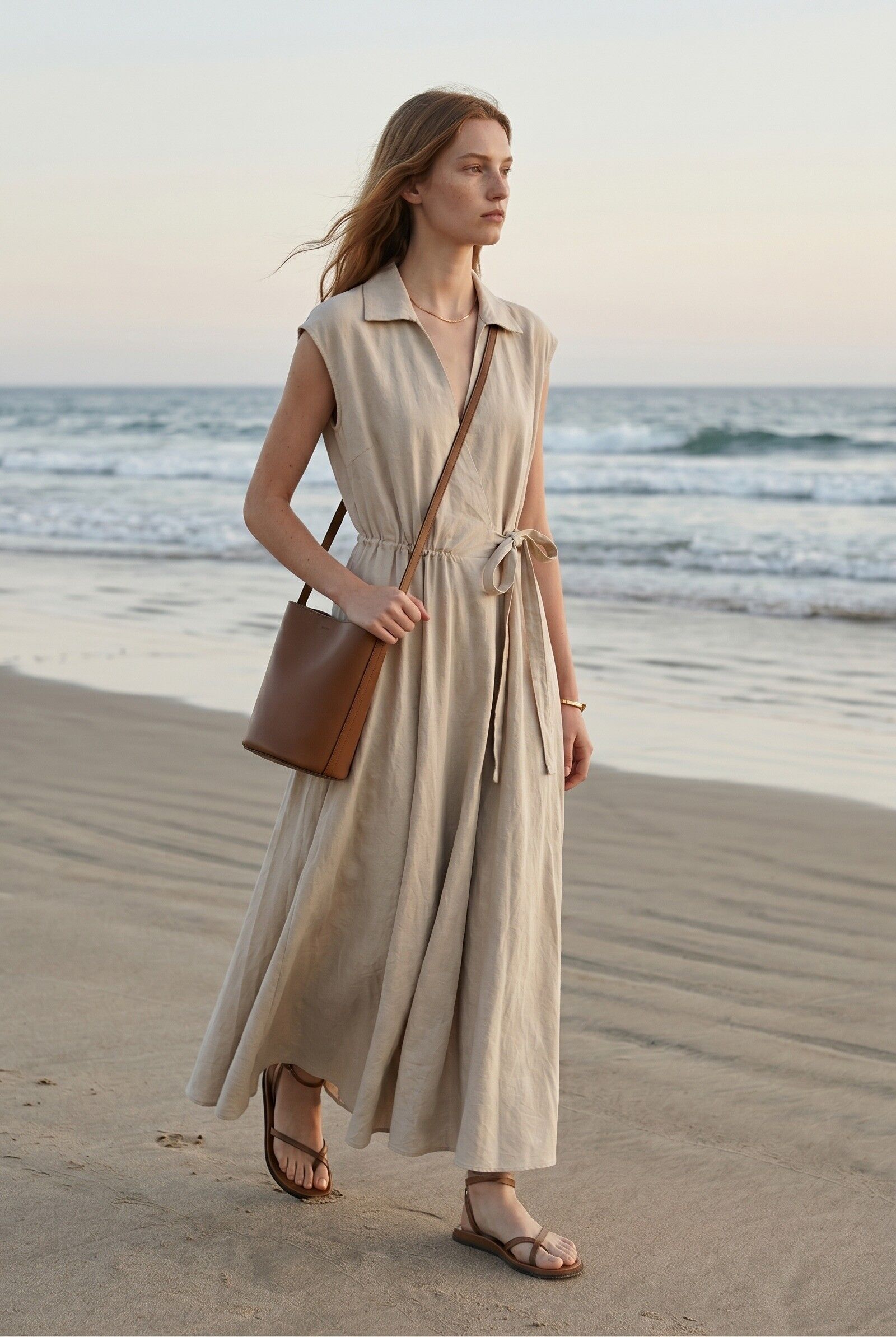 Long Cotton Wrap Dress