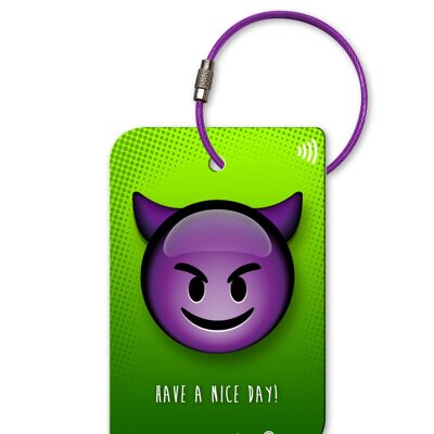 retreev™ INTELLIGENTER Gepäckanhänger | NFC-QR-Code-Tags mit Secure Messaging – Emoji Devil