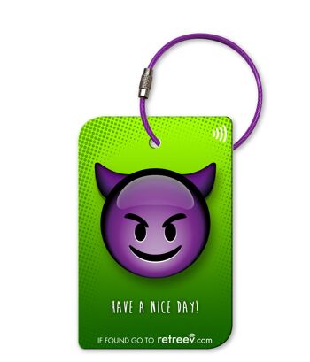 Retreev™ Étiquette de bagage SMART | Étiquettes de code QR NFC avec messagerie sécurisée - Emoji Devil 1