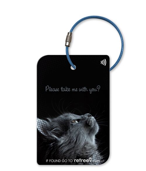 retreev™ SMART Luggage Tag | NFC QR Code Tags with Secure Messaging – Cat