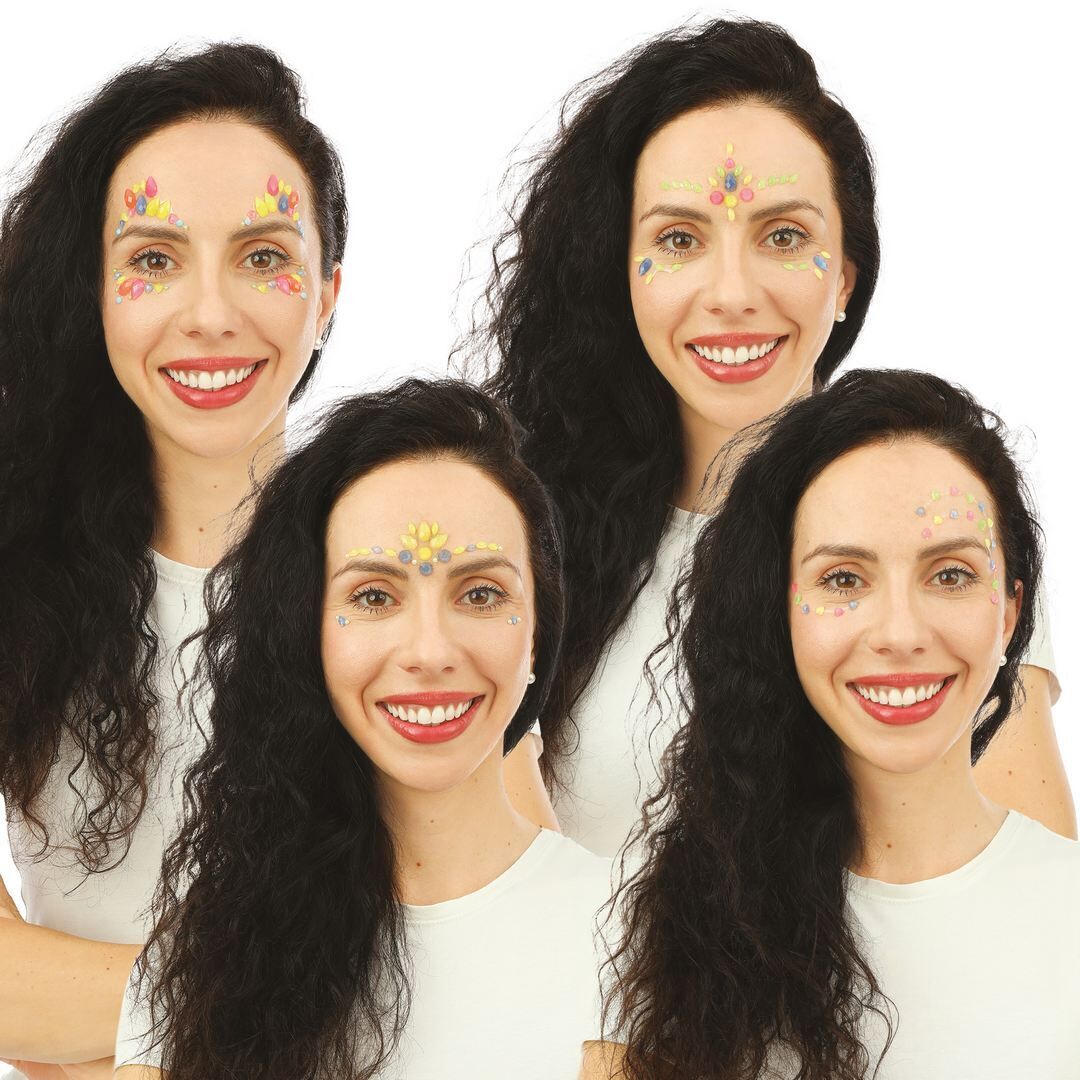 Self-adhesive rhinestone face stickers - UV - random design