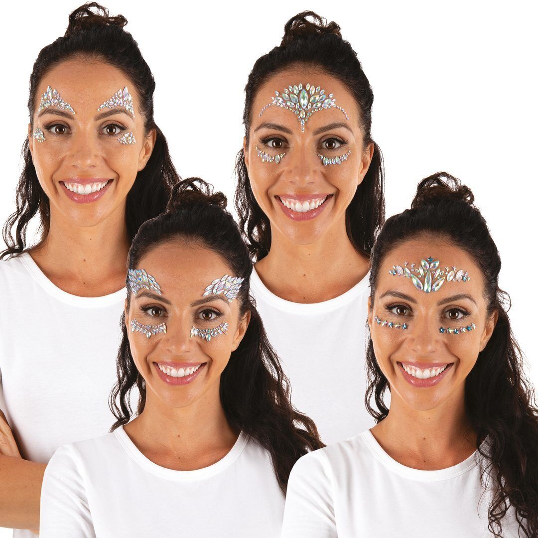 Self-adhesive rhinestone face stickers - random design - II