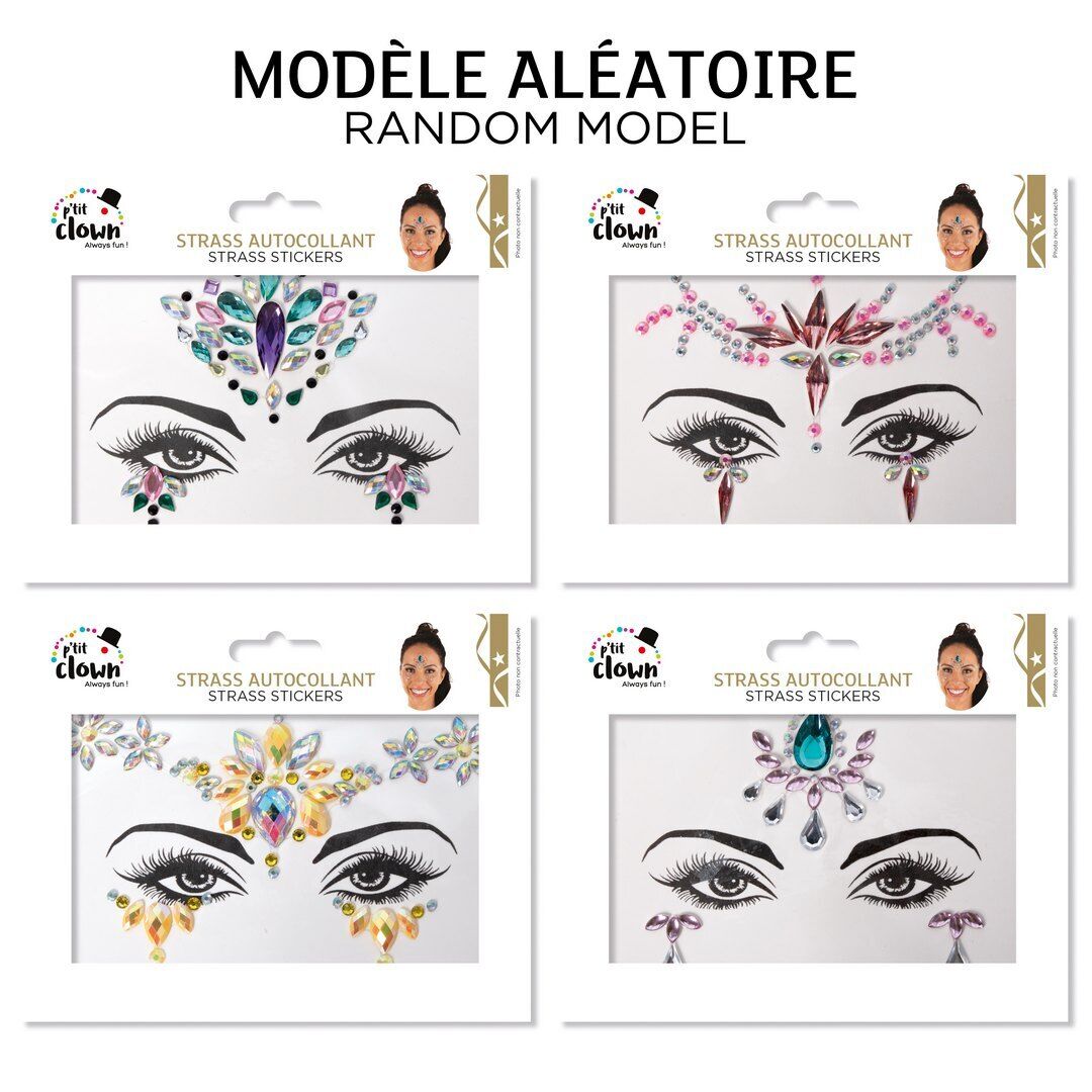 Self-adhesive rhinestone face stickers - random design - IV