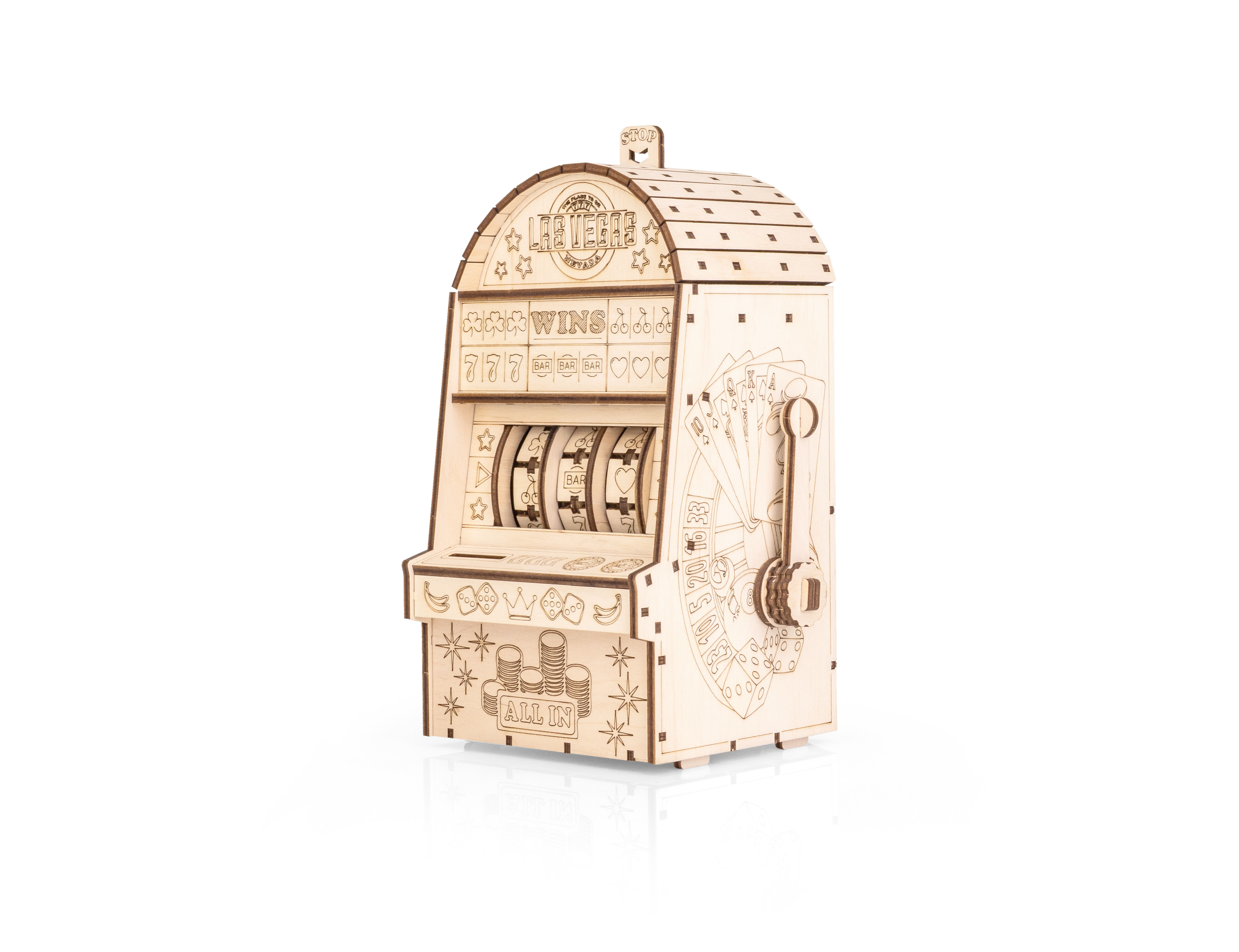 Kit de construcción mecánica de madera "Máquina tragaperras"