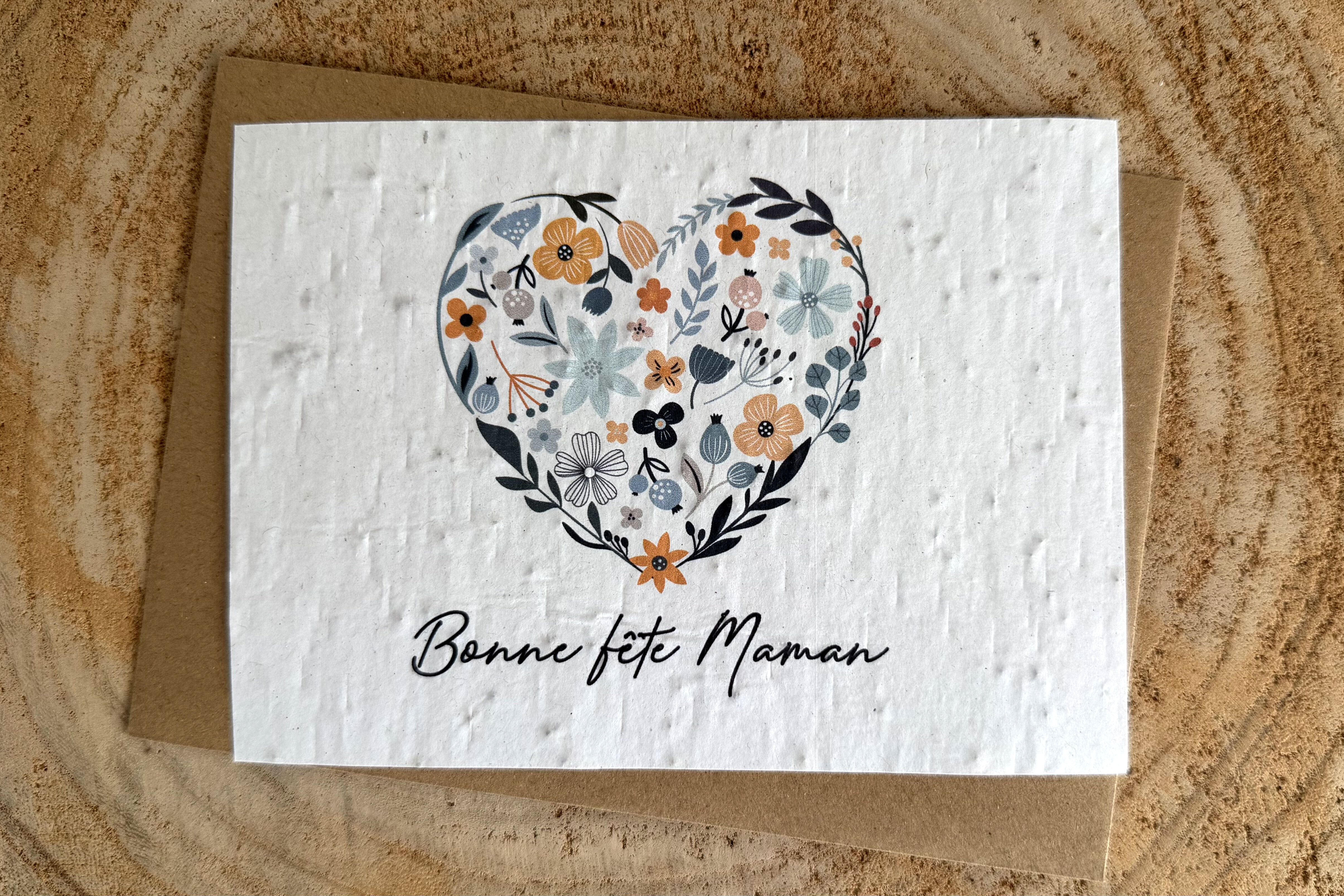Tarjeta plantable Feliz Día de la Madre corazón azul