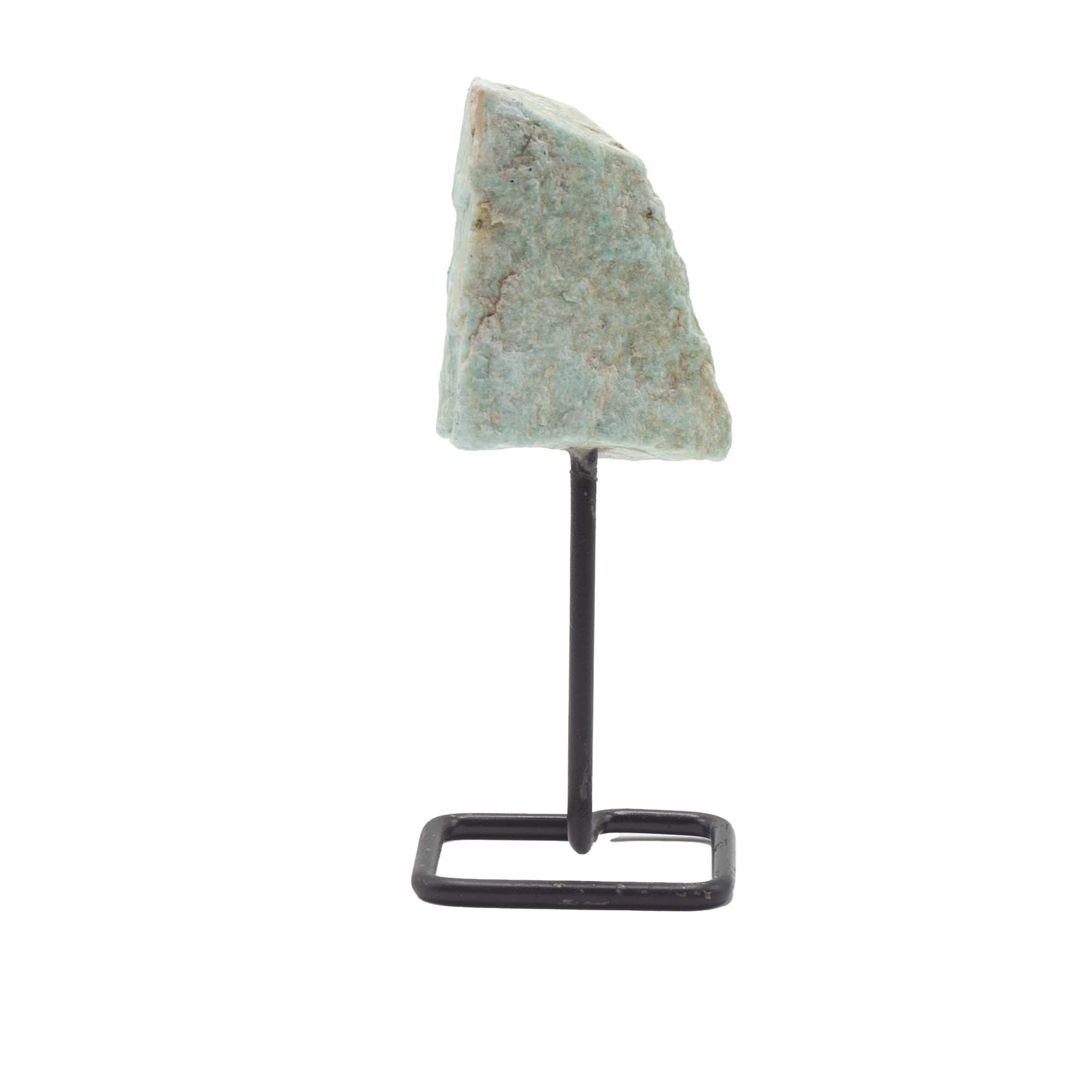 3x Ejemplares minerales en soporte metálico: Amazonita