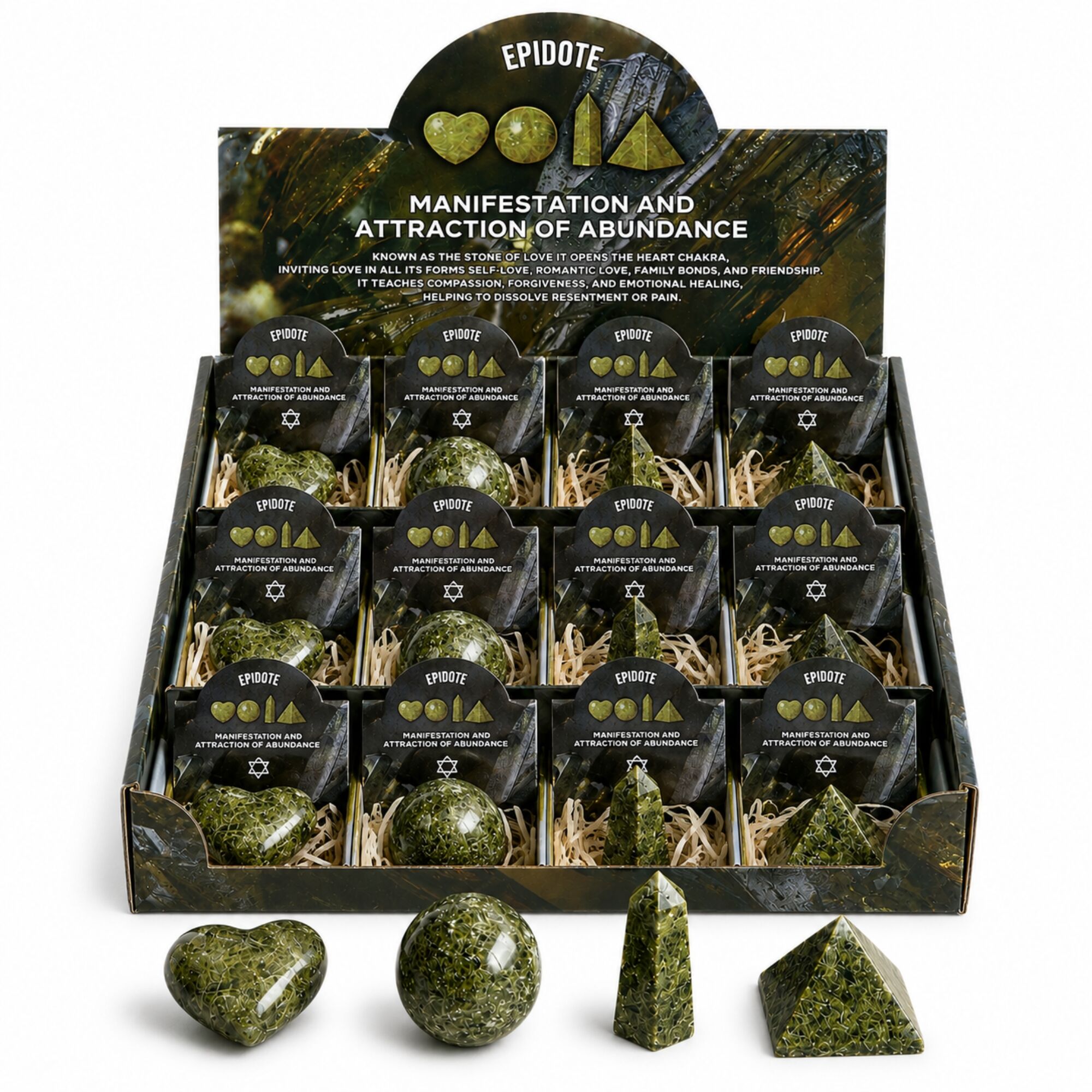 12x Piedras preciosas variadas - Epidota