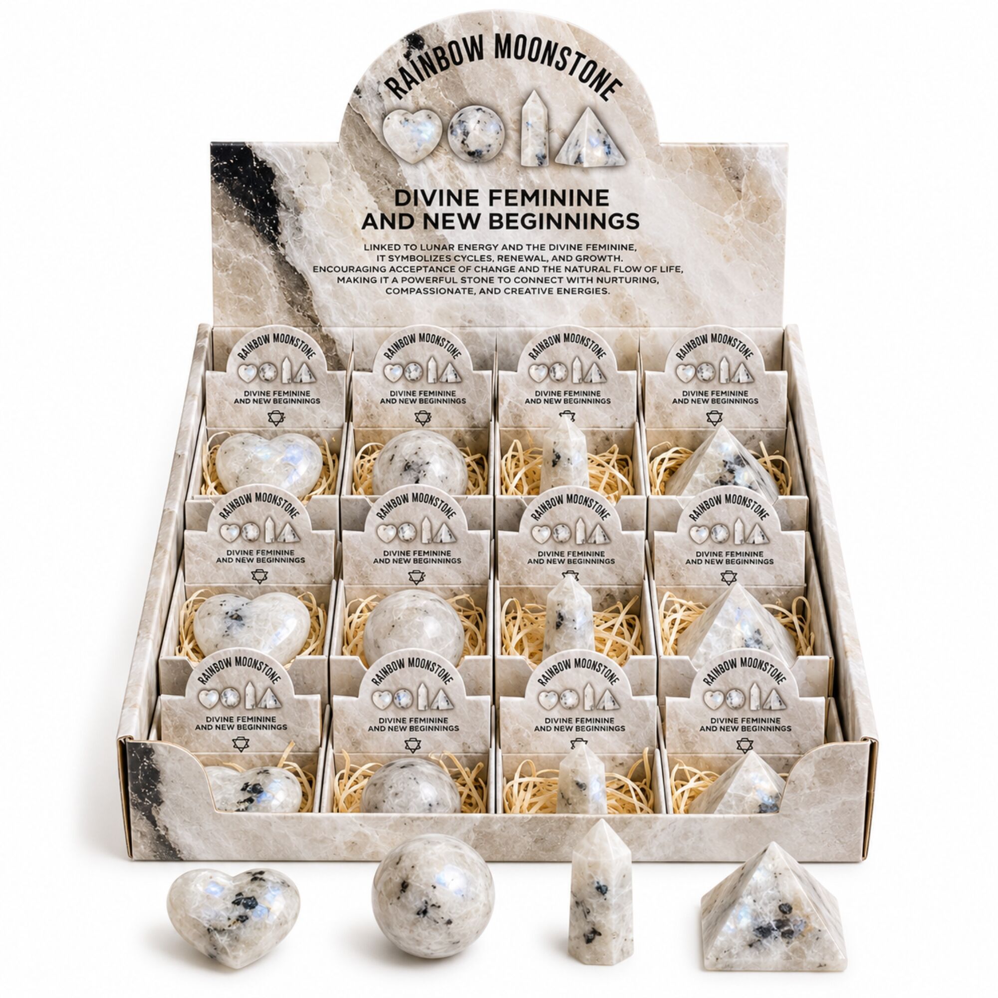 12x Piedras preciosas variadas - Piedra lunar arcoíris