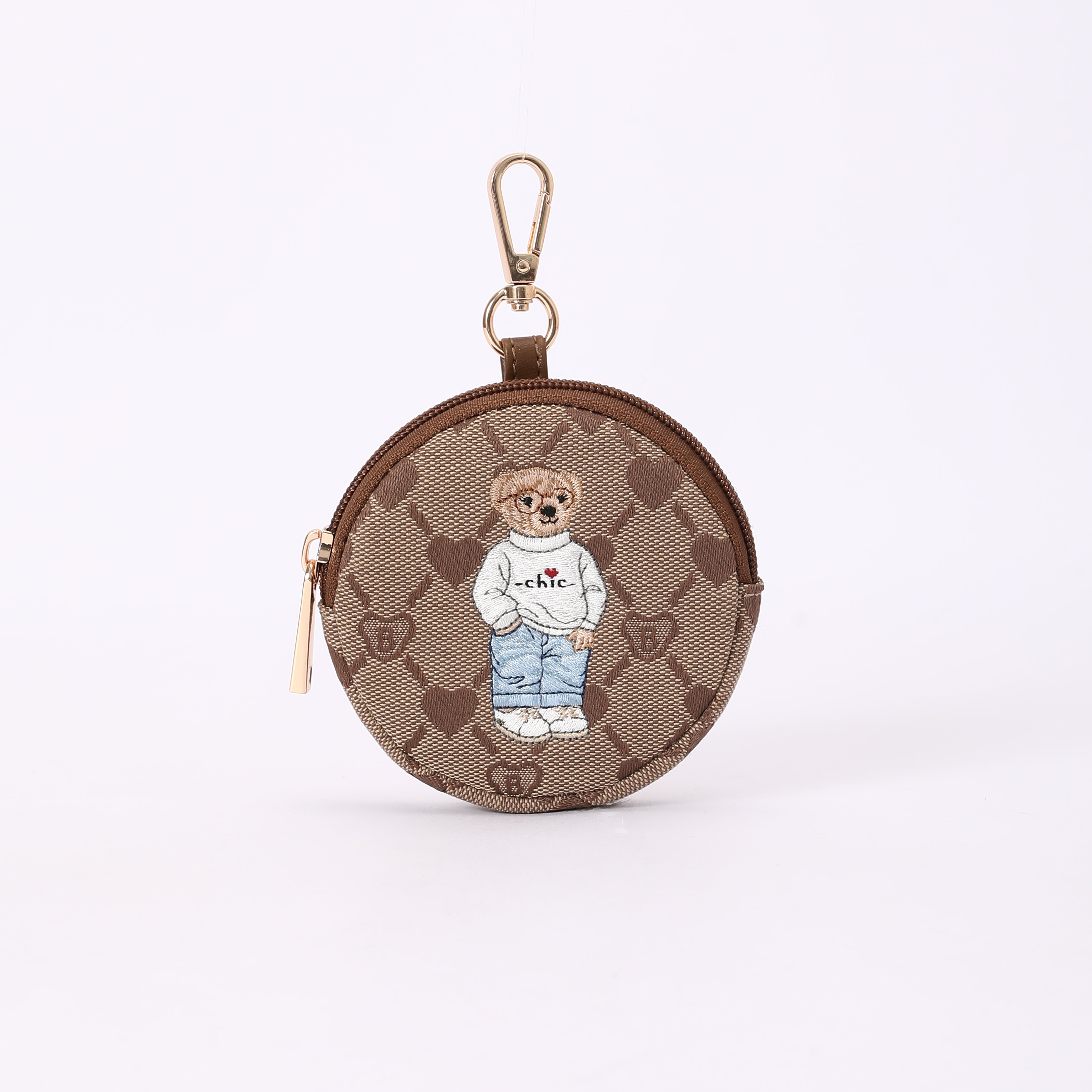 Signare London - B-Loved Bear Bubble Zip Purse Charm on Beige Monogram