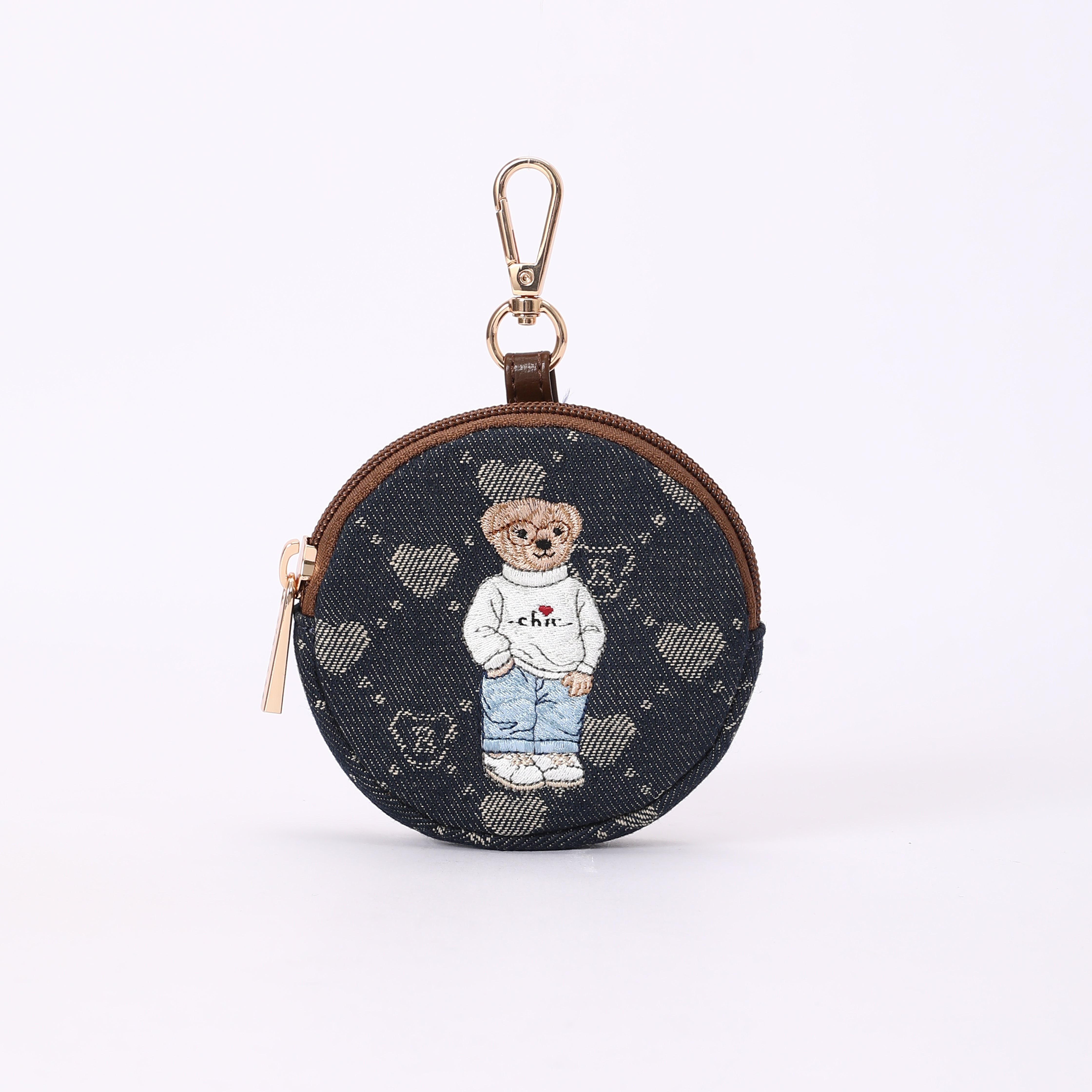 Signare London - B-Loved Bear Bubble Zip Charm on Blue Denim Monogram