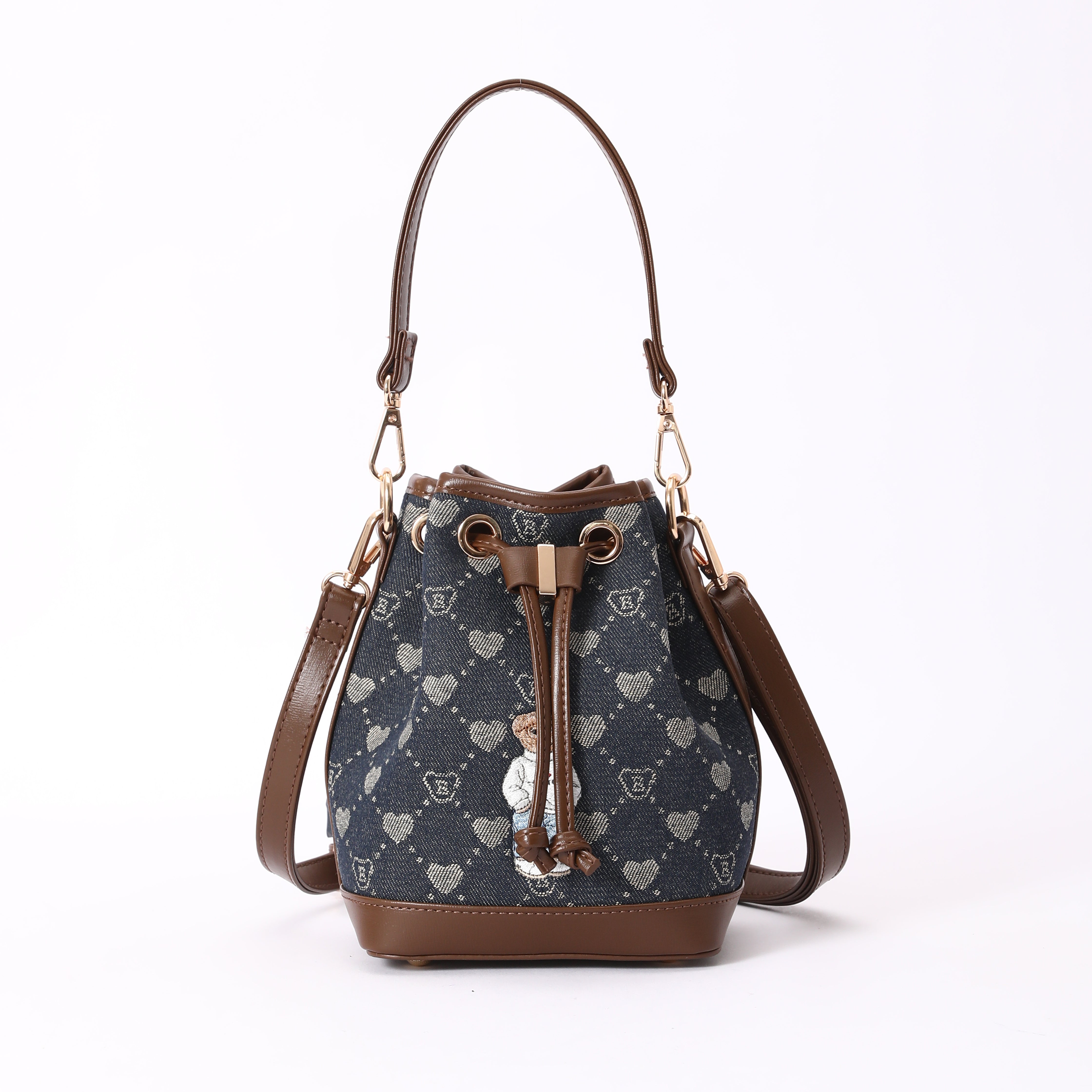 Signare London - B-Loved Bucket Handbag on Blue Denim Monogram