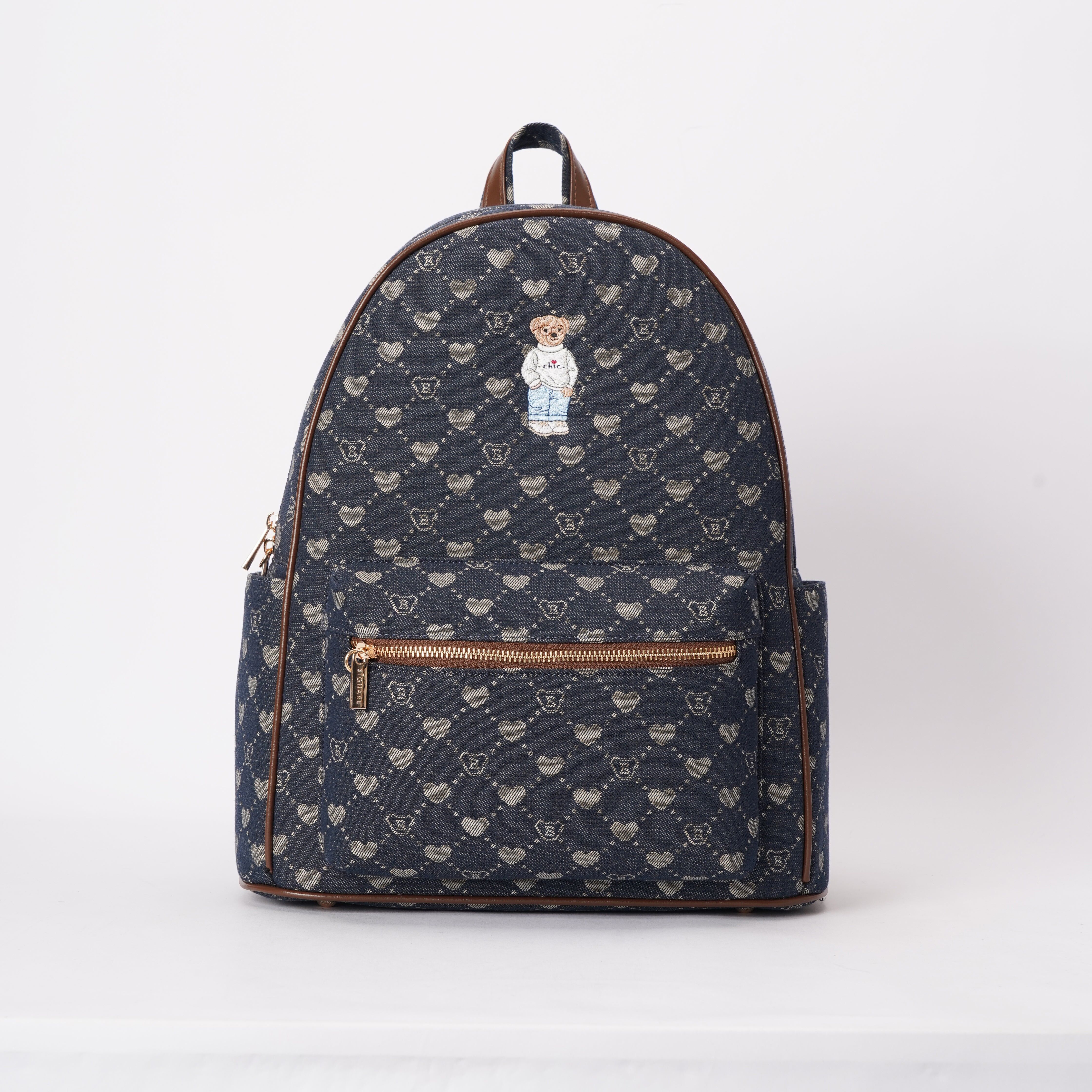 Signare London - B-Loved Big Rucksack  on Blue Denim Monogram