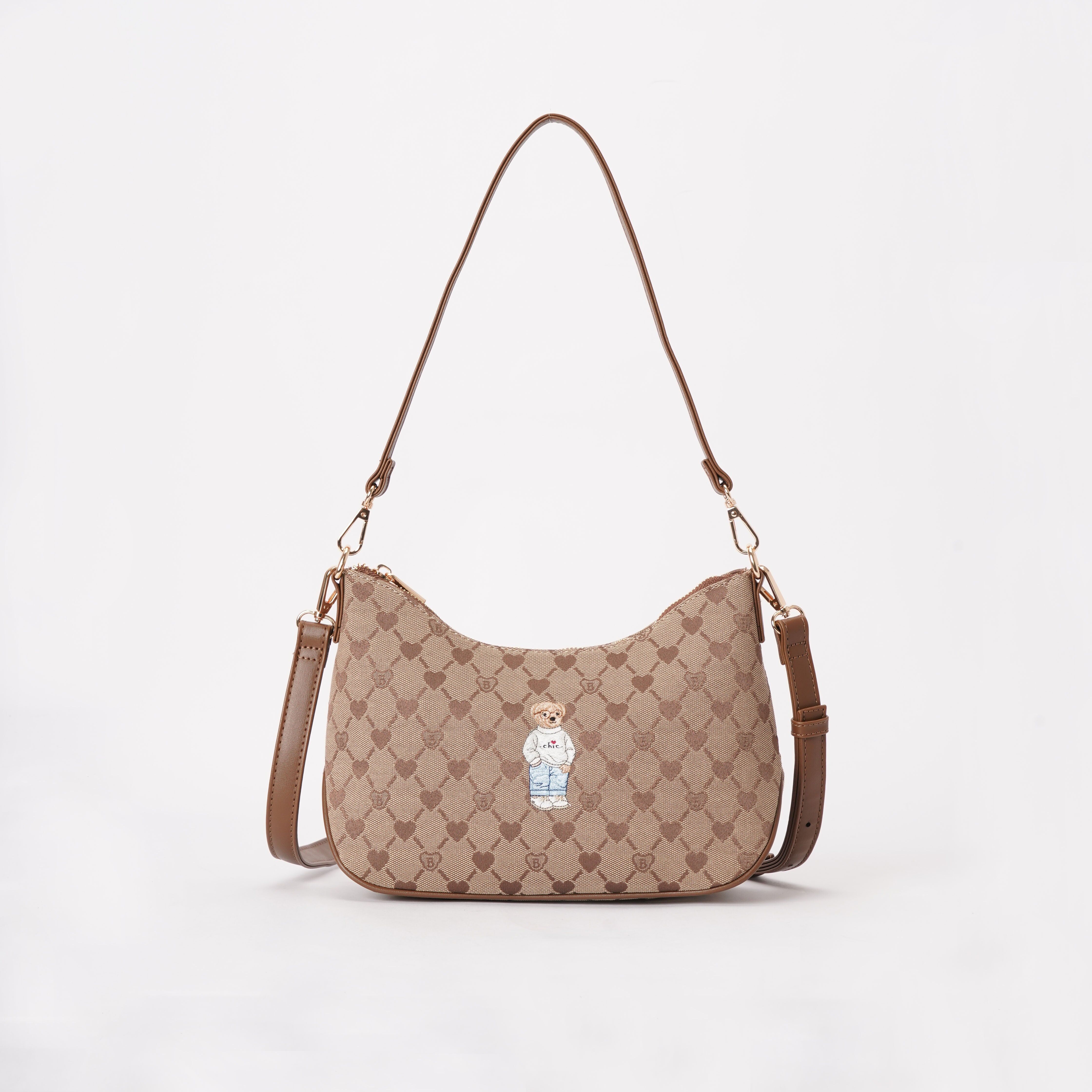 Signare London - B-Loved Moon Handbag on Beige Monogram