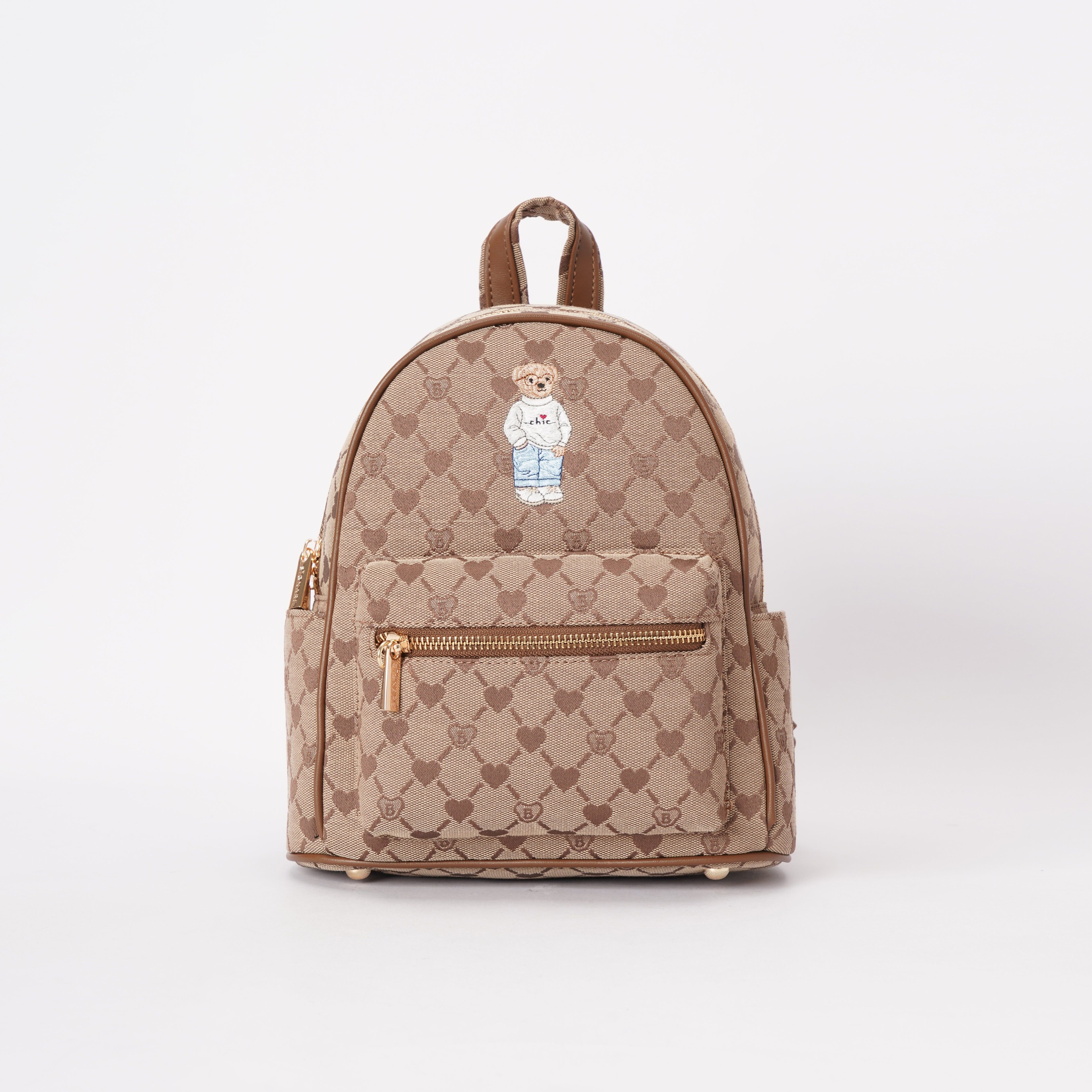 Signare London - B-Loved Small Rucksack on Beige Monogram