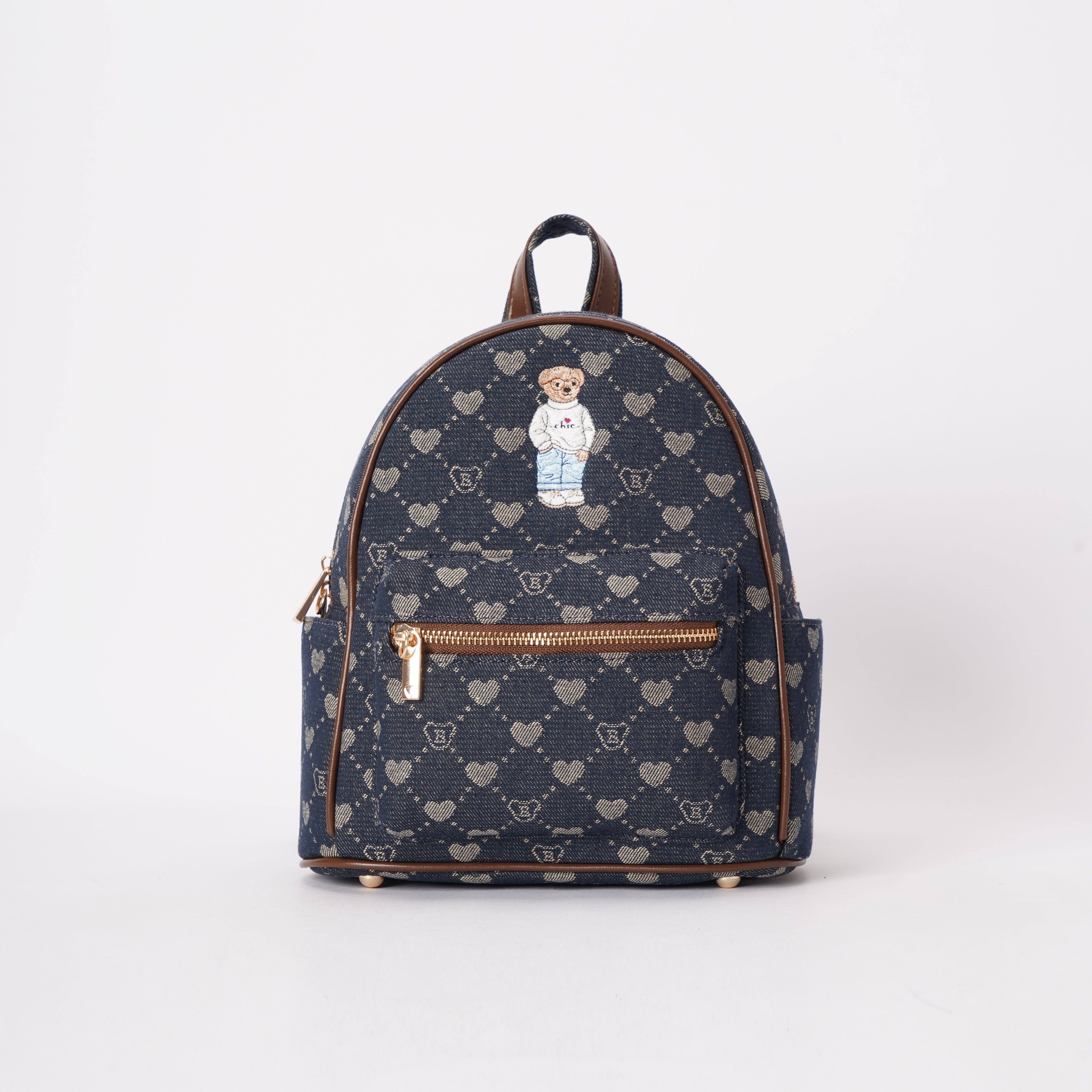Signare London - B-Loved Small Rucksack on Blue Denim Monogram