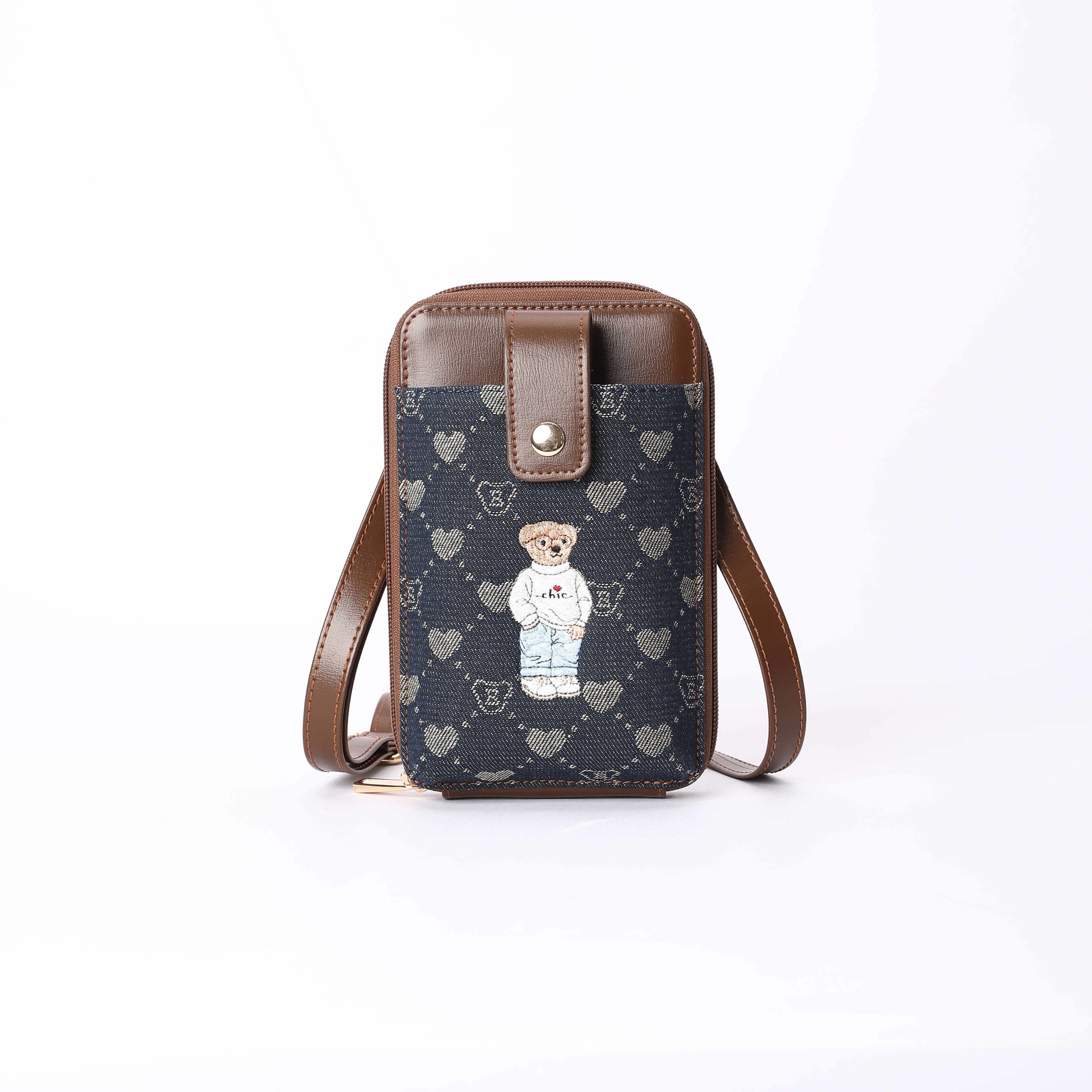 Signare London - B-Loved Smart Phone Bag on Blue Denim Monogram