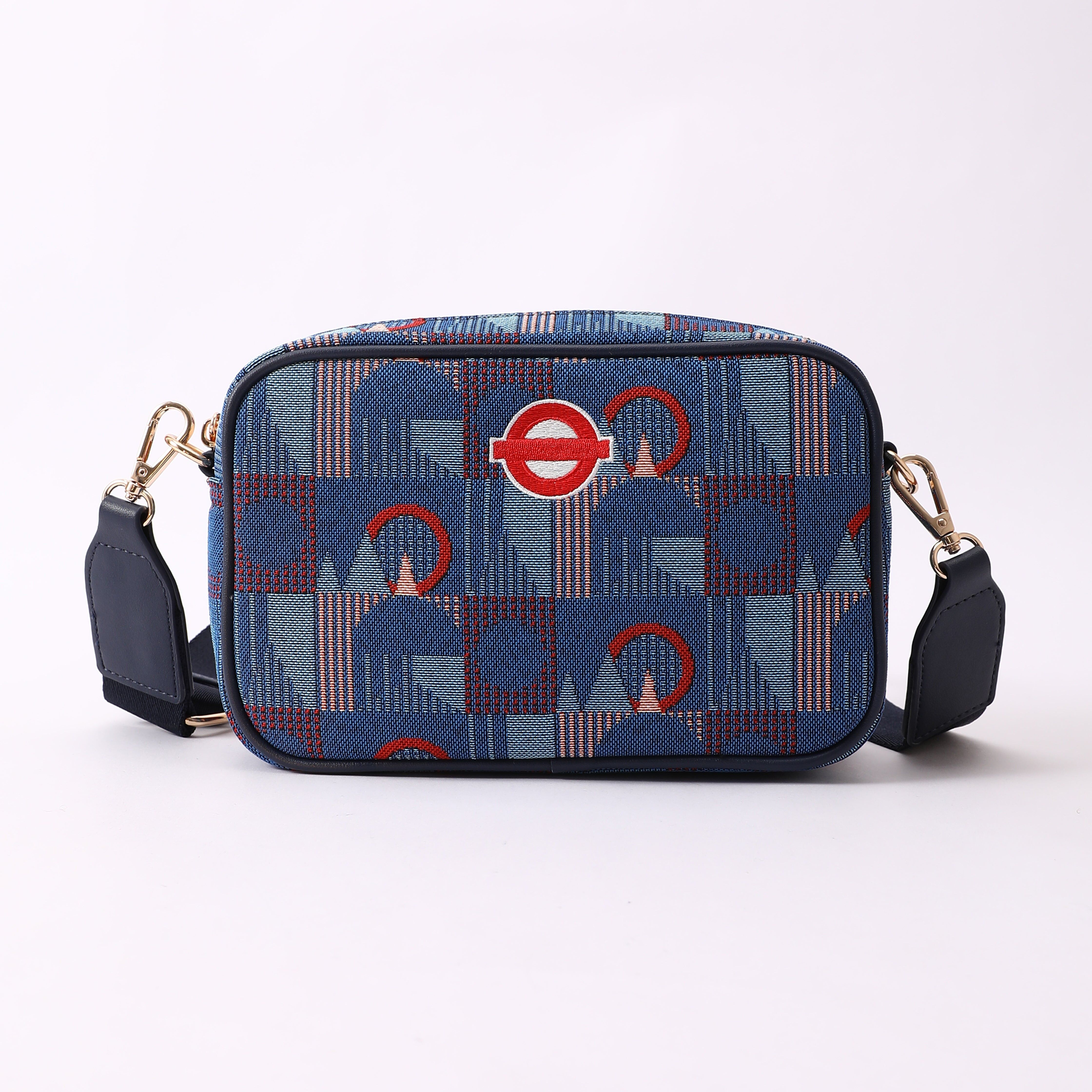 Signare London - Camera Crossbody Bag TFL Piccadilly Moquette Red Roundel