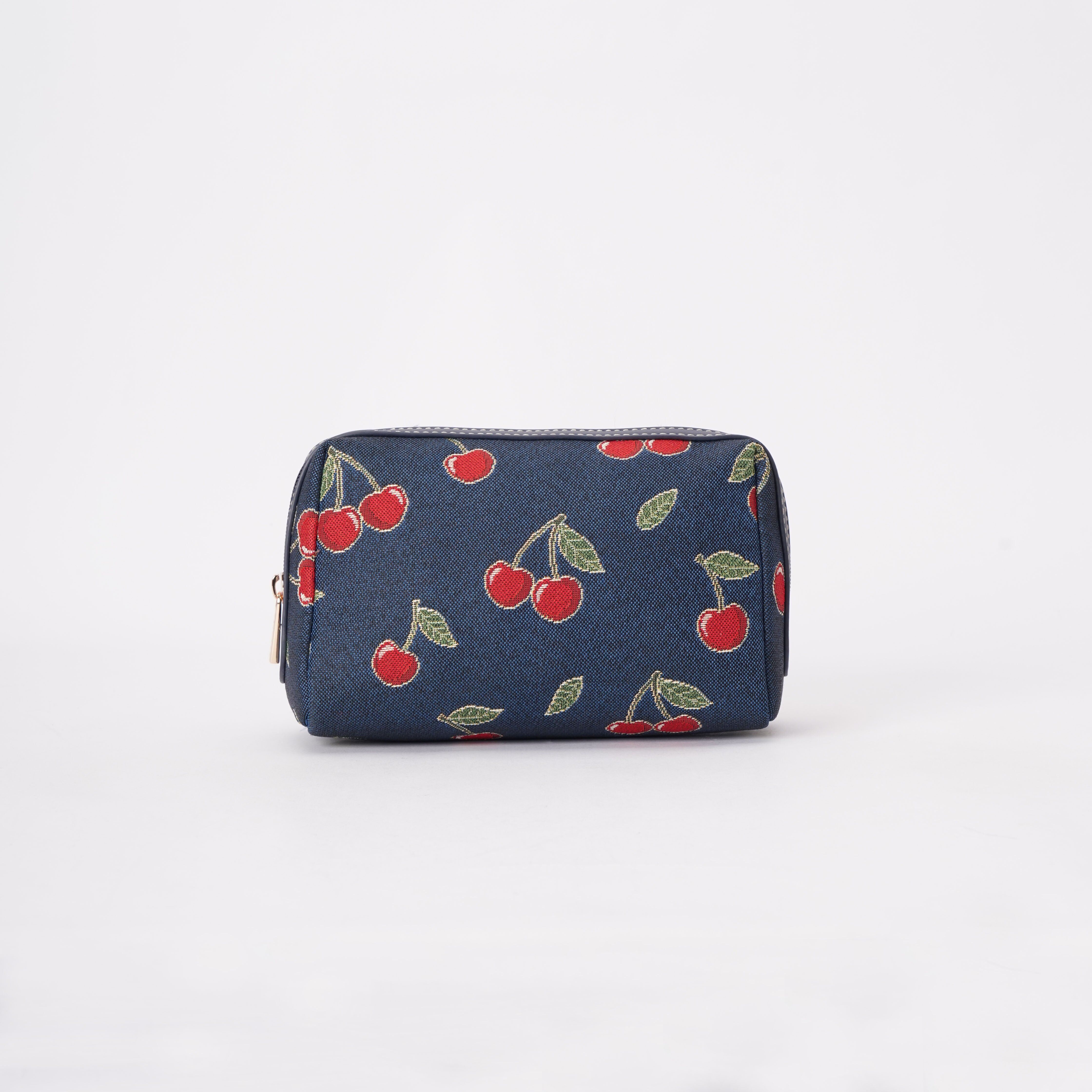 Signare London - Cherry Beauty Bag on Blue Backdrop