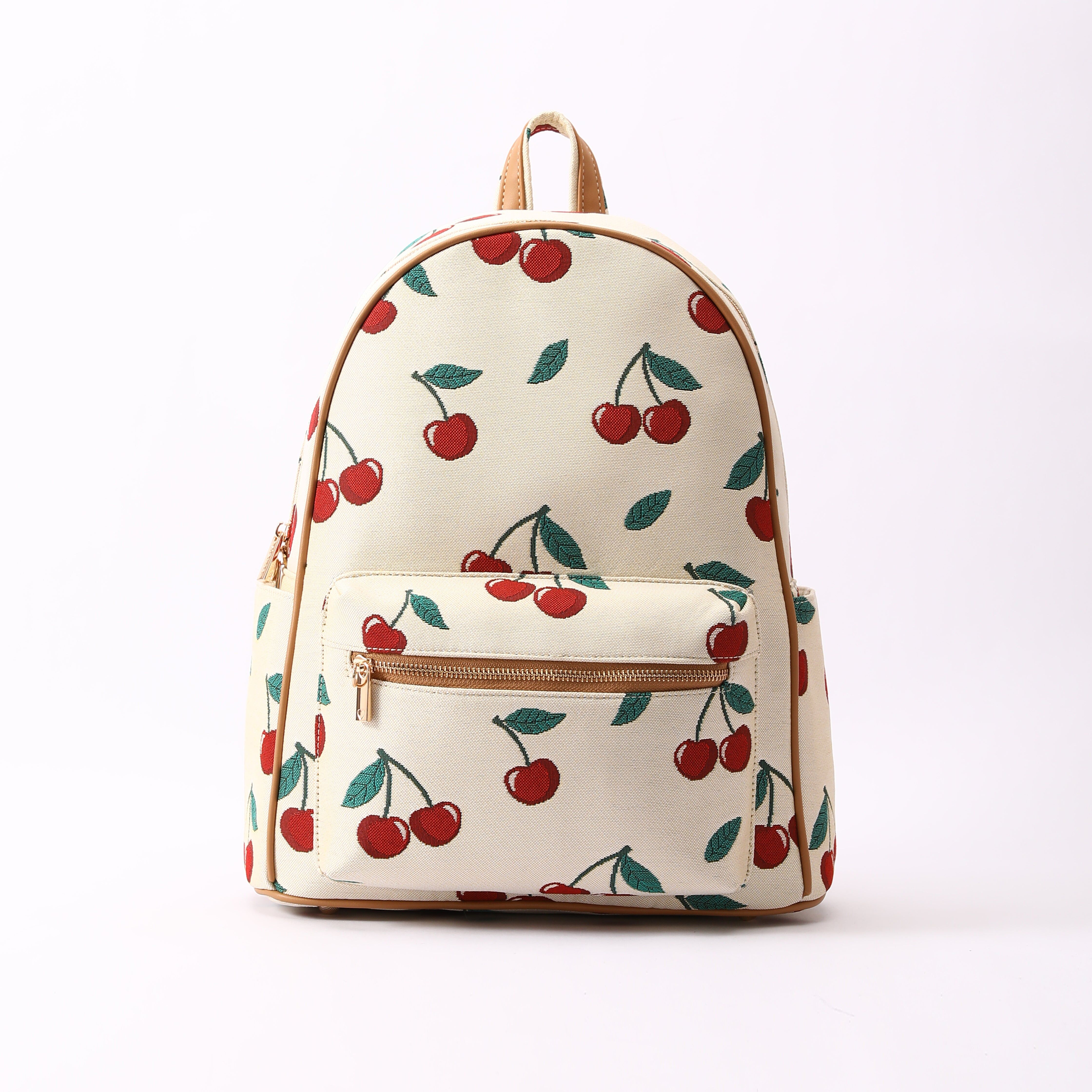 Signare London - Cherry Big Rucksack in Cream Backdrop
