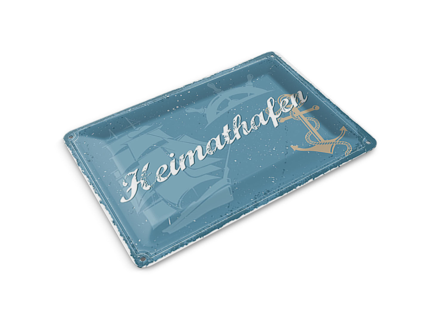 Tin postcard with saying, 14x10 cm, Home Port sign
