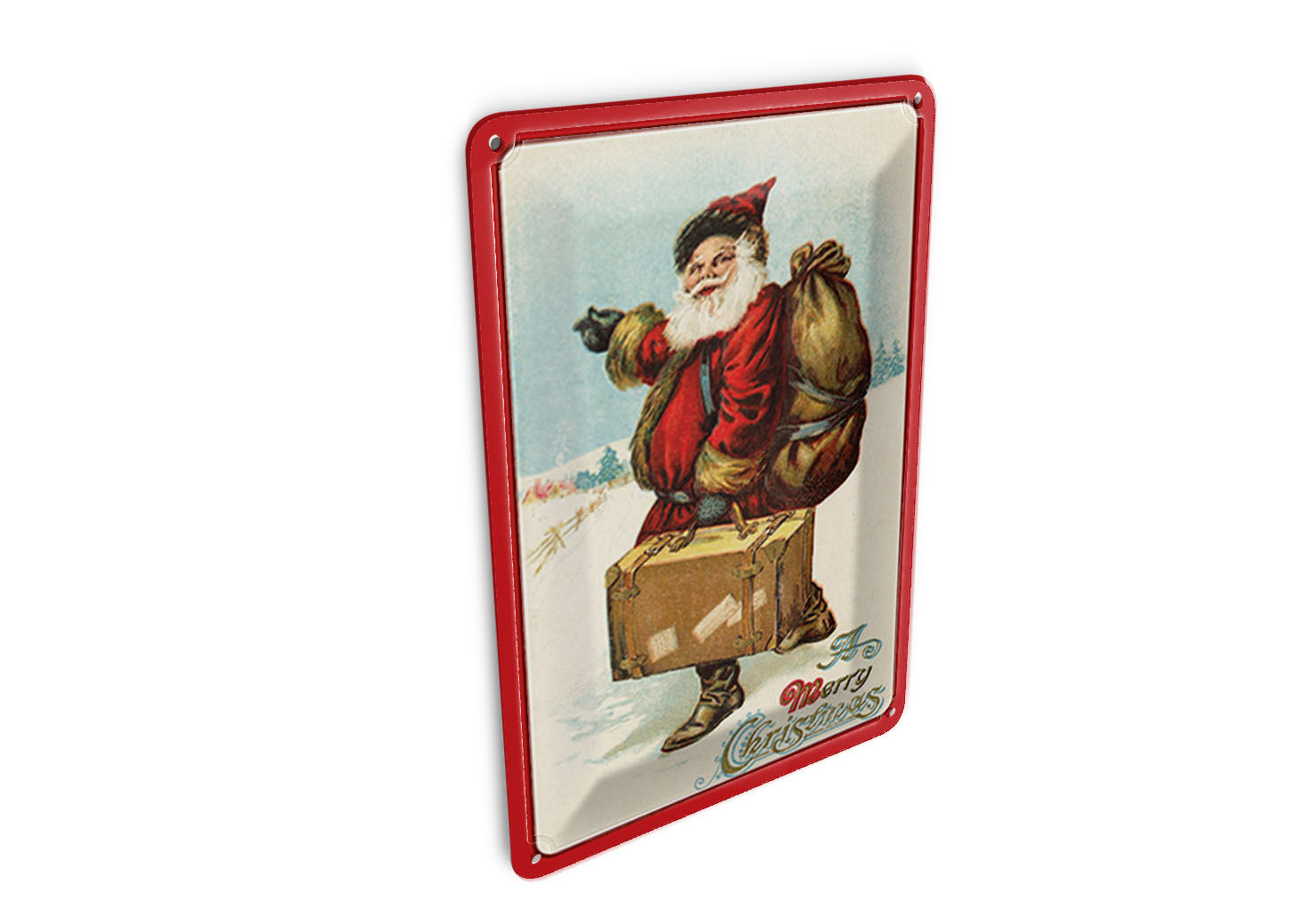 Carte postale de Noël en métal, neige joyeuse, 10 x 14 cm, panneau décoratif