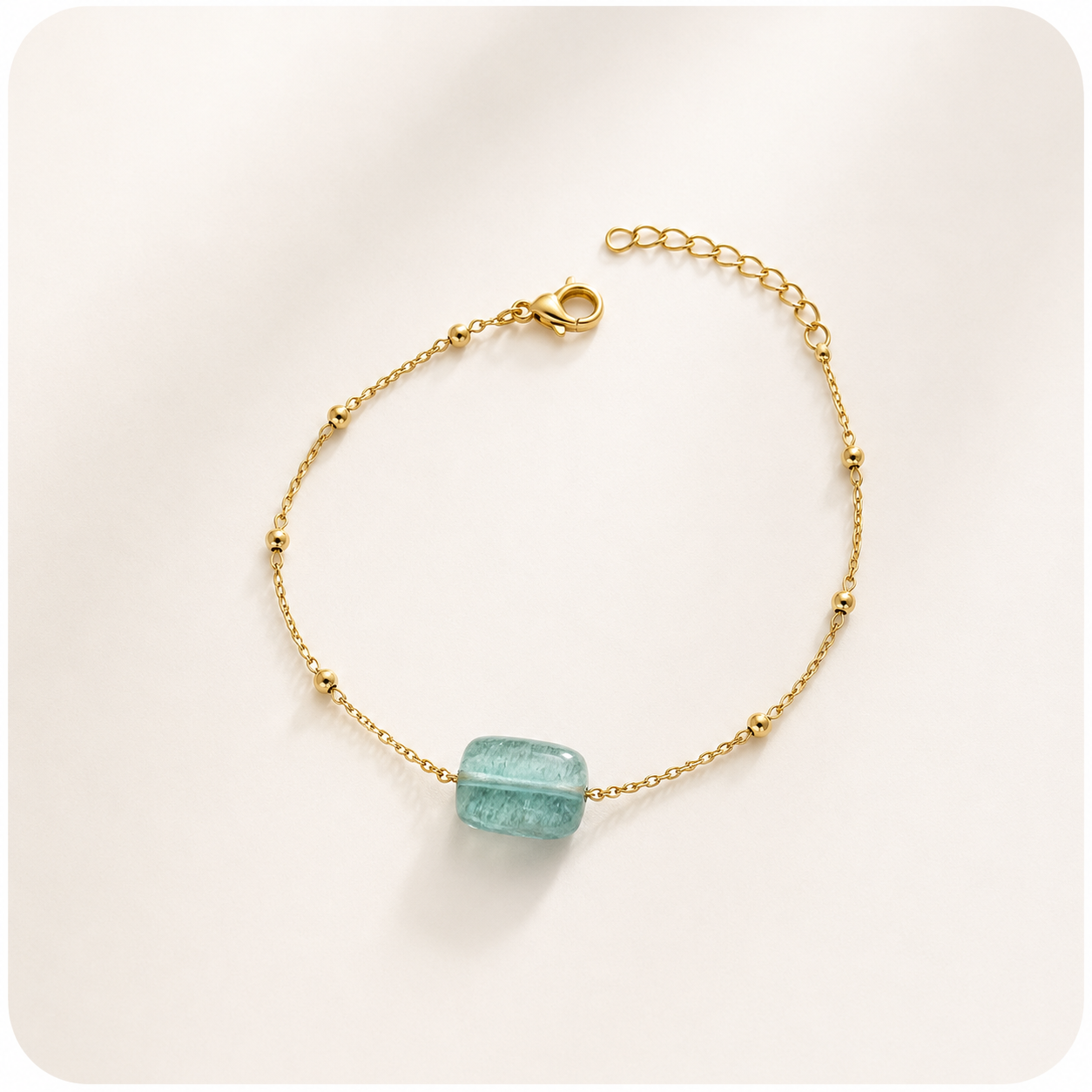 Bracelet acier inoxydable doré et Fluorite
