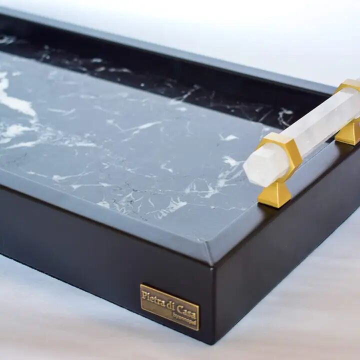 PAPA NANI Tray – Black Wood & Nero Marquina Marble